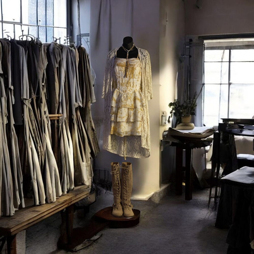 Stylish Corset Dress with Ruffled Skirt (Sz 8)